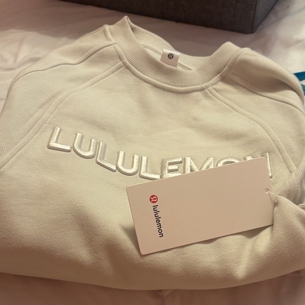 lululemon athletica Cream Embroidered Logo Crewneck Sweatshirt